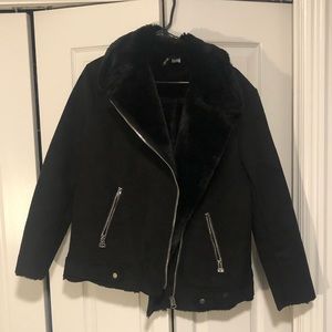 Faux fur suede HM motorcycle jacket